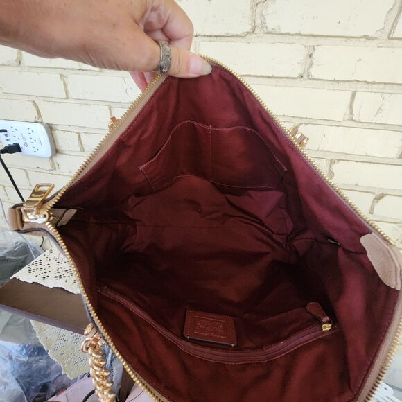 Coach Ava Tan Gold Chain Shoulder Bag Purse - Picture 13 of 14